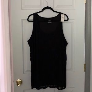 All Black lace tank top with solid black lining